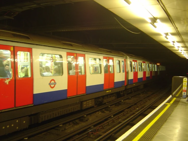 a subway car in the station that has no one inside