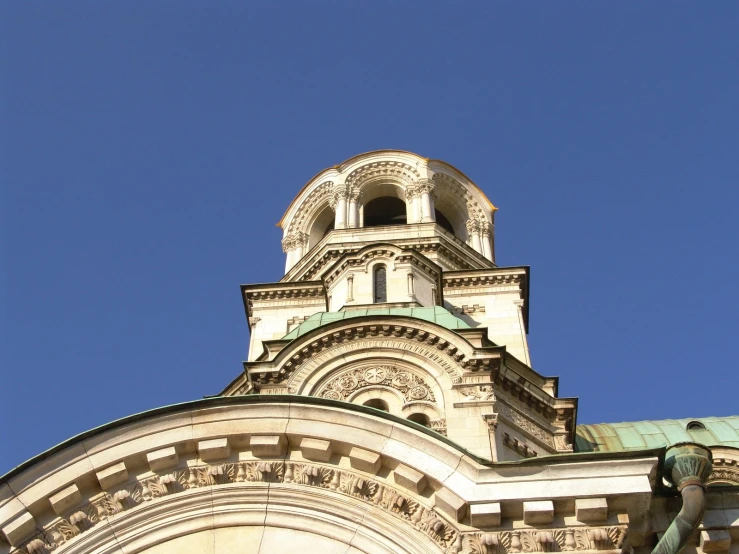 a closeup of the top of an ornate building