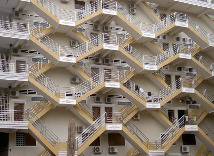 a building with many balconies in different angles