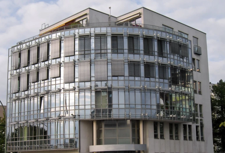 this is a unique building with interesting glass windows