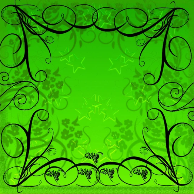 a square green background with an ornate design