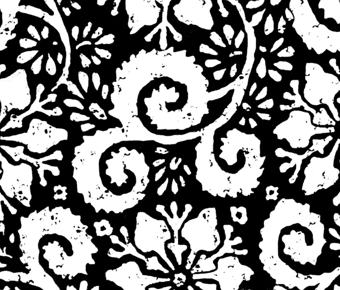 an abstract black and white floral design