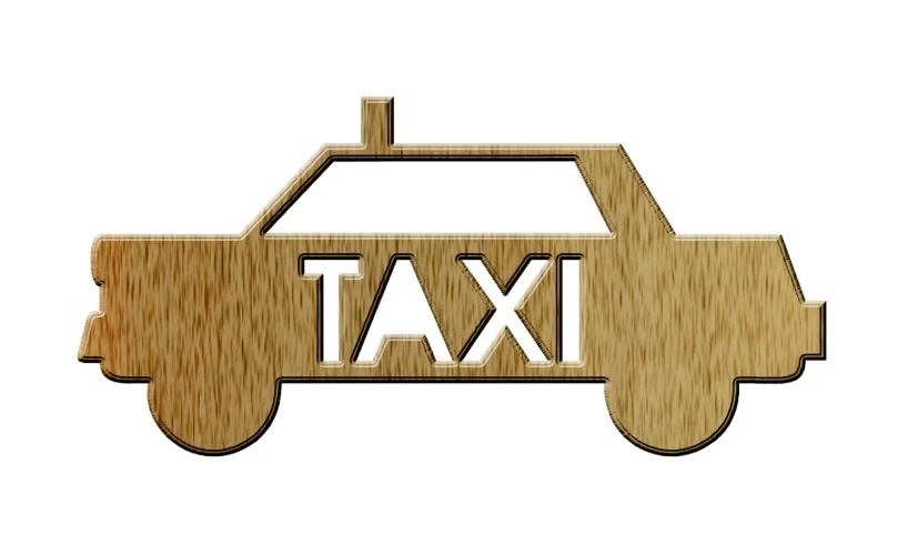 a wooden taxi sign that says taxi