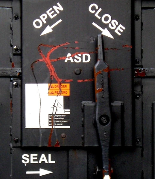 a close up view of an open storage door