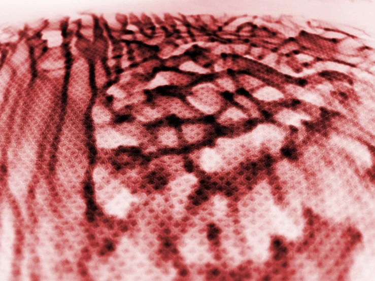 an artistic pattern with red ink on a piece of paper