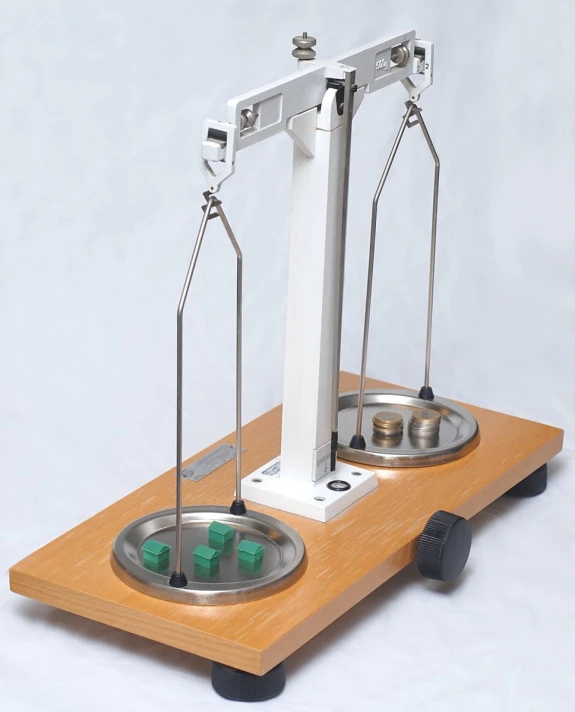 a scale with two weighing pieces on it