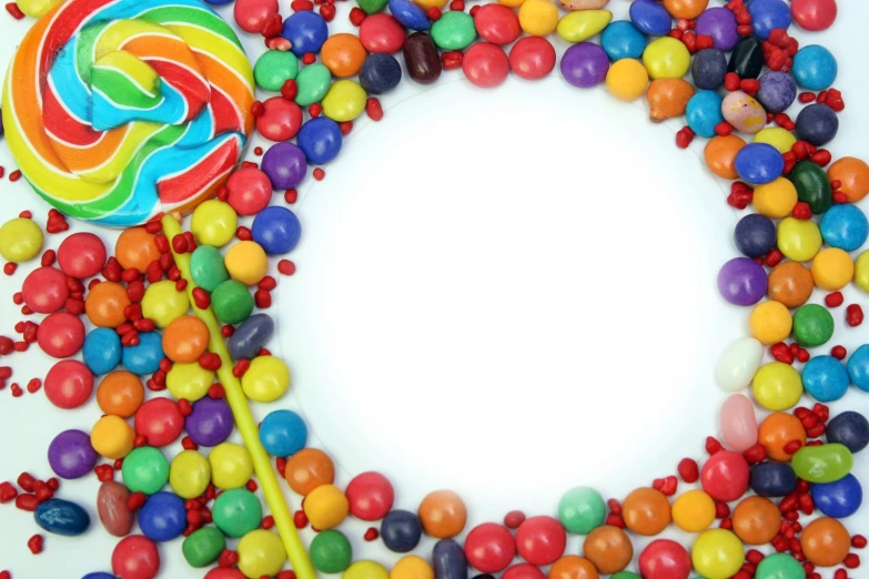 a circular arrangement of multi colored candies