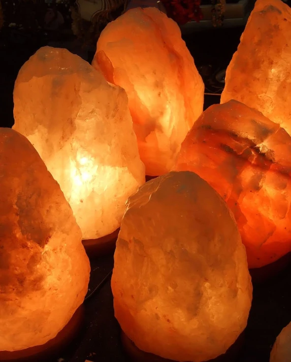 several orange himalayan rocks and lights