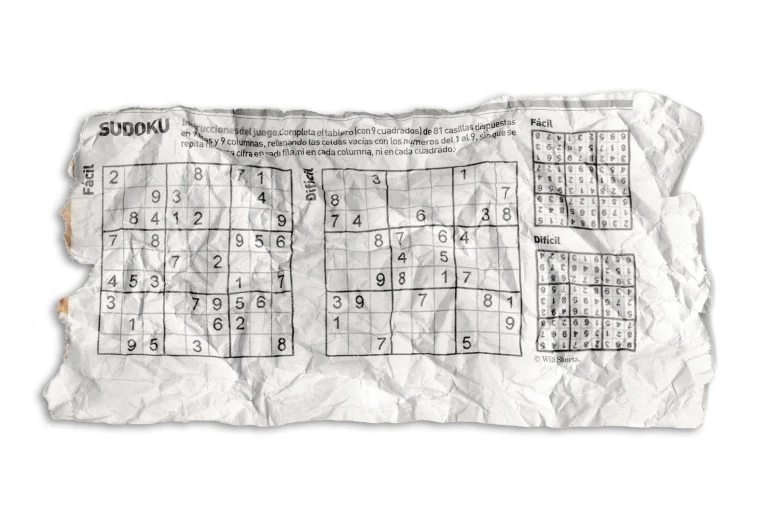 a piece of paper with sudoku in it