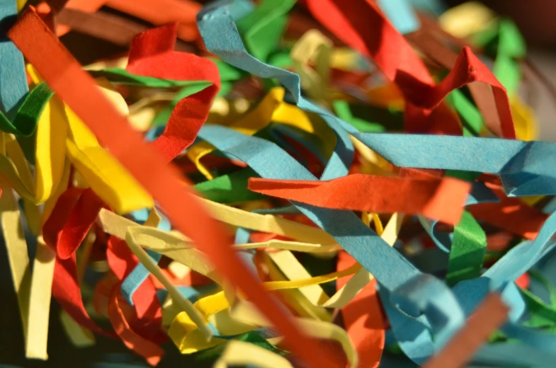 the streamers are colorful in color and a close up po