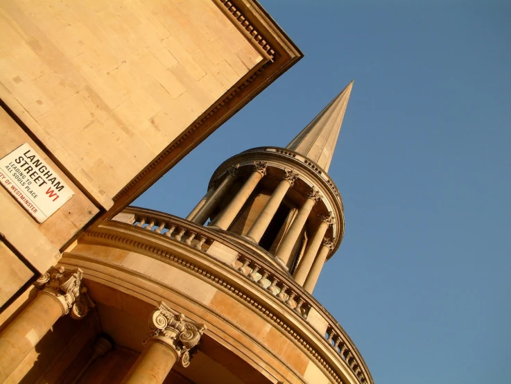 the top of a large building on a clear day