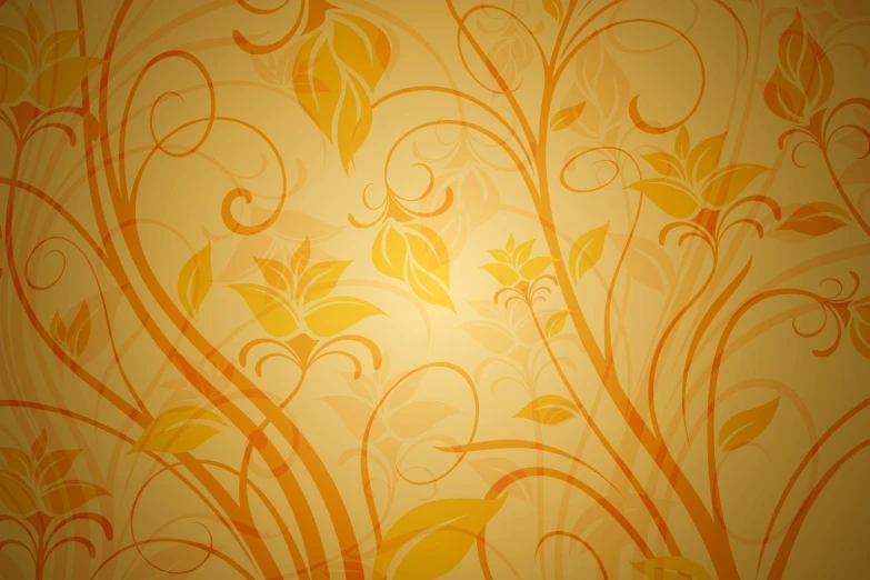 yellow abstract pattern with leaves for design and background