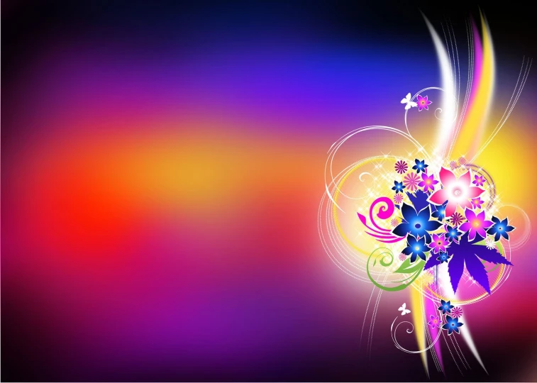 colorful flower wallpaper with erflies on it