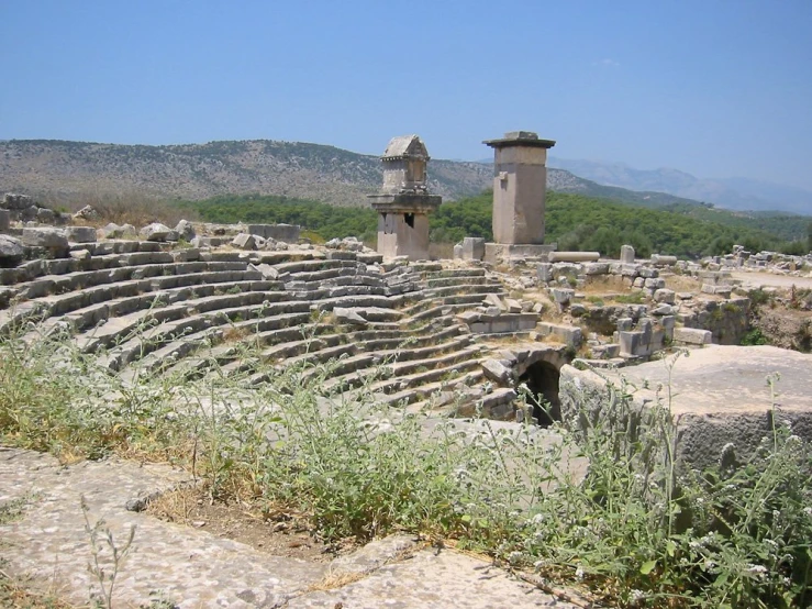 a view of an old theater in the ruins