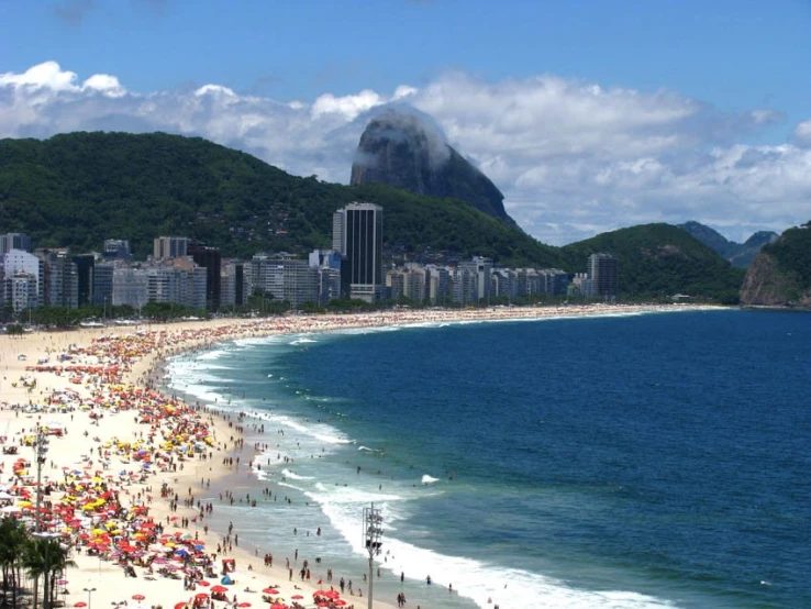 there is a crowded beach in rio with many people