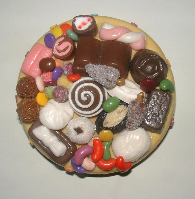 a plate with sweets and candies on top