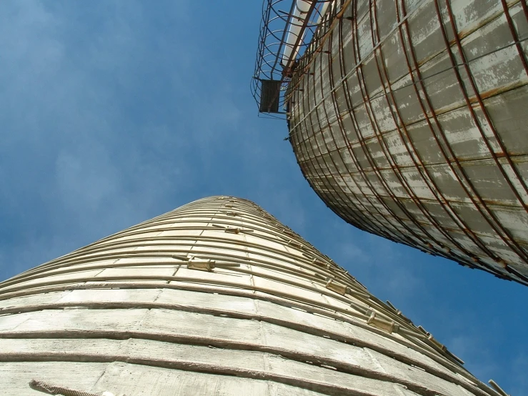 view from ground up at tall concrete structure