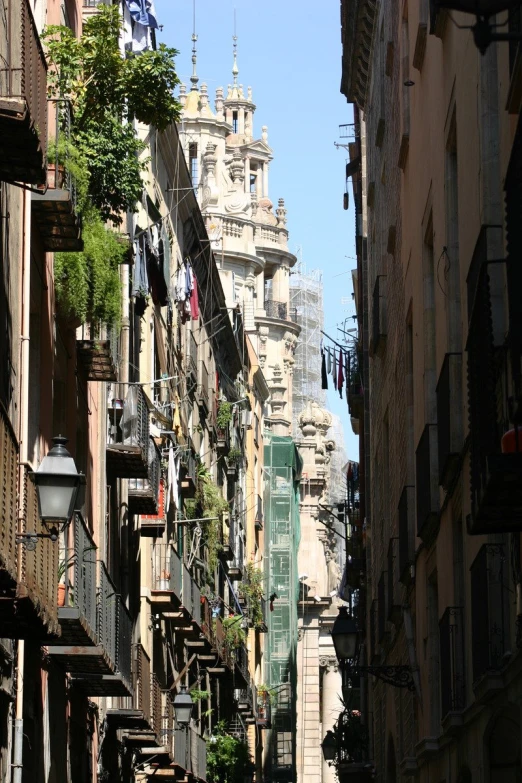 buildings line a street in a foreign city