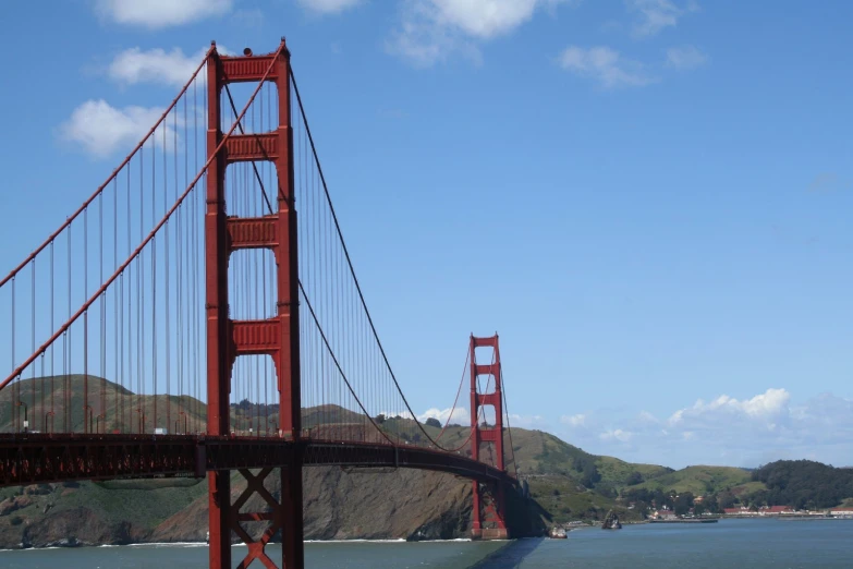 the golden gate bridge spans over the water