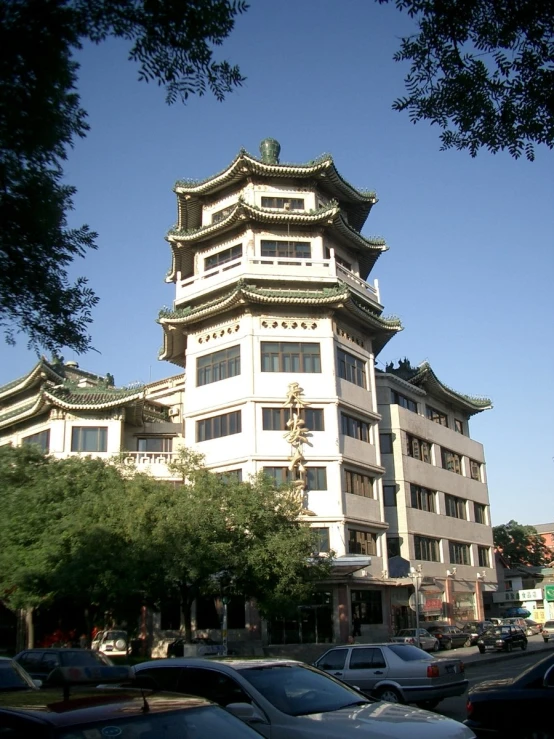 view up at the outside of a building in an outdoor district