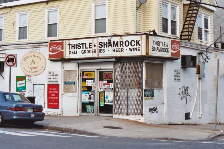 a small business with large sign and window graphics