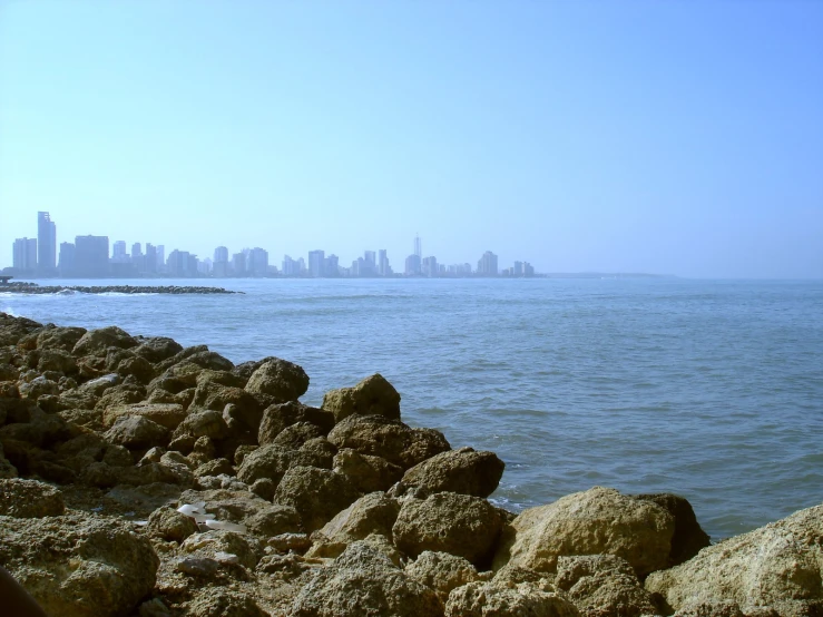 a beautiful view of a skyline, city in the distance