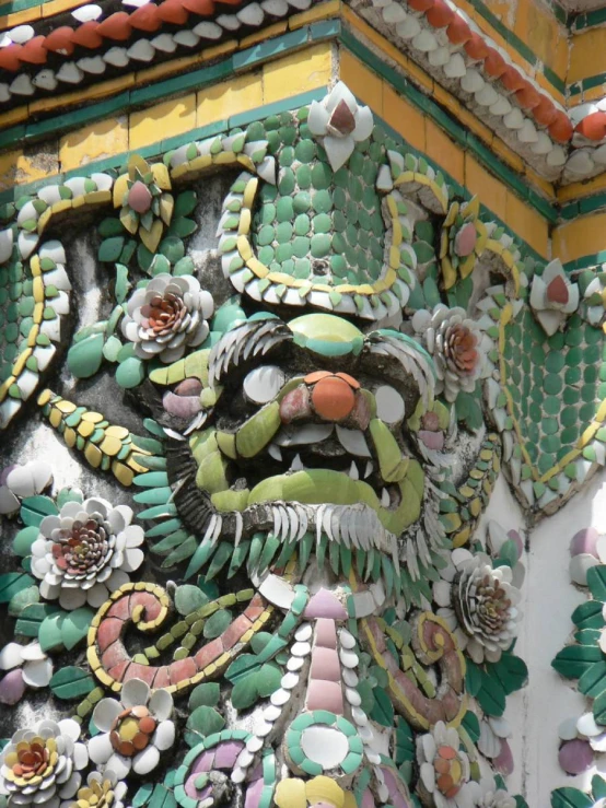 the elaborate work is on display in a building