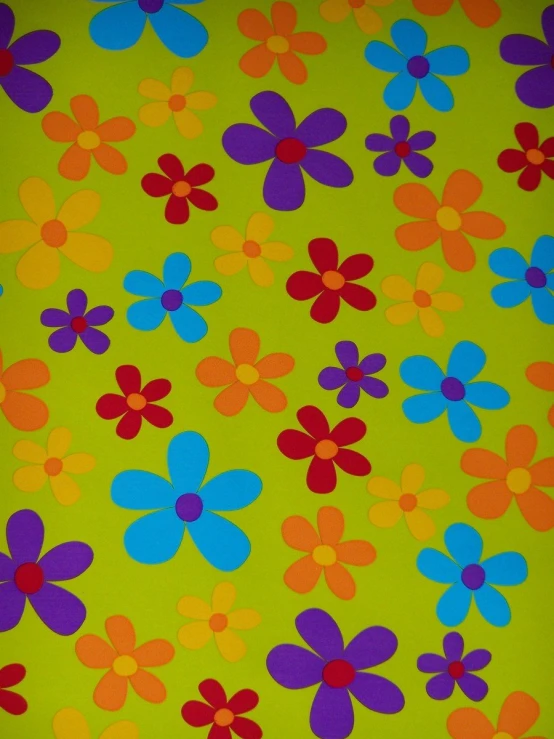 bright colored flower pattern on an orange background
