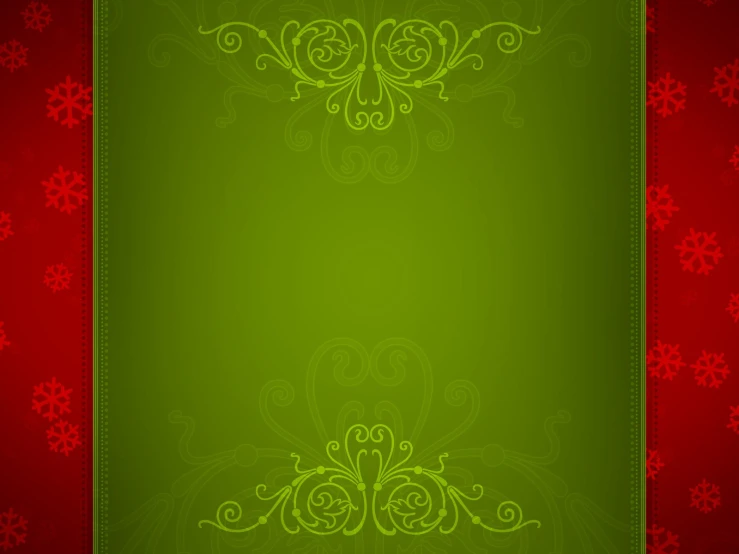 a green red christmas background with floral decoration