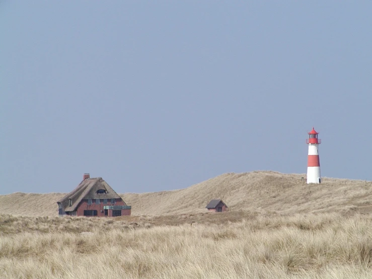 a couple of houses that are in the sand