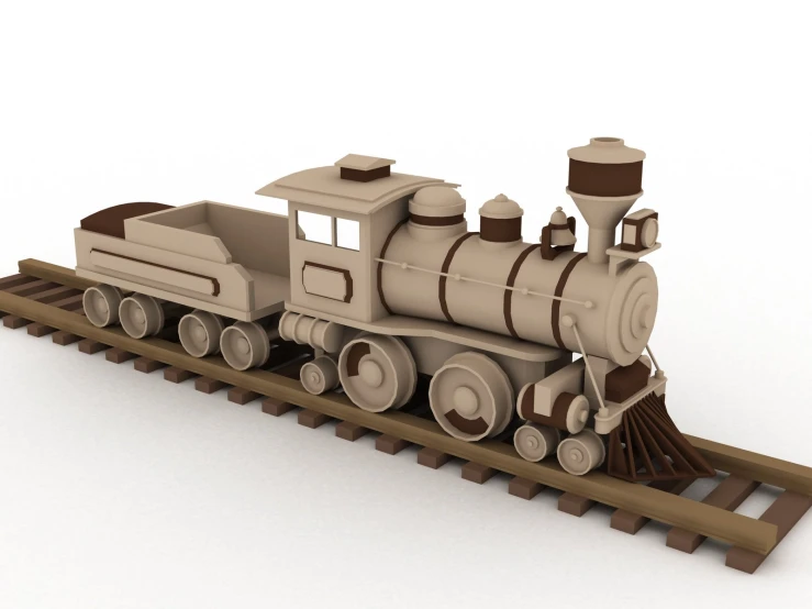 an image of a brown train toy that is on a track