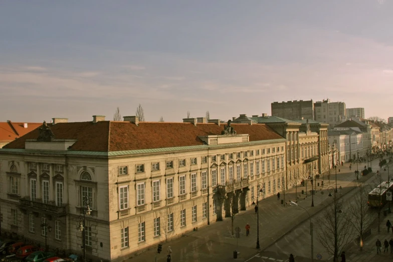 a row of white buildings in a city