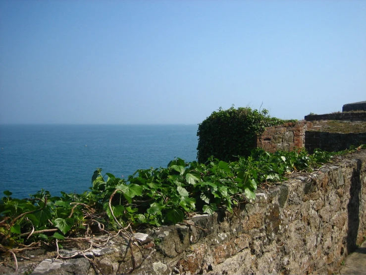 an image of a brick and stone wall on the sea wall