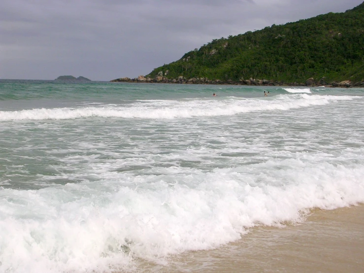 a small wave has washed on the beach