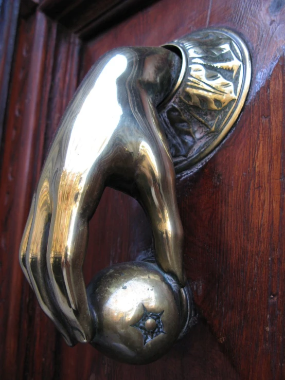 closeup of a handle on a door