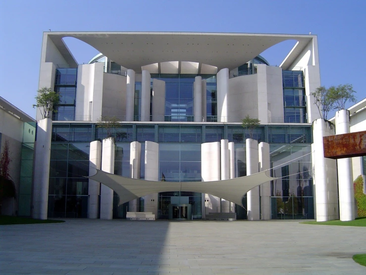 large architecture designed by modernistic architecture, the exterior of an office building