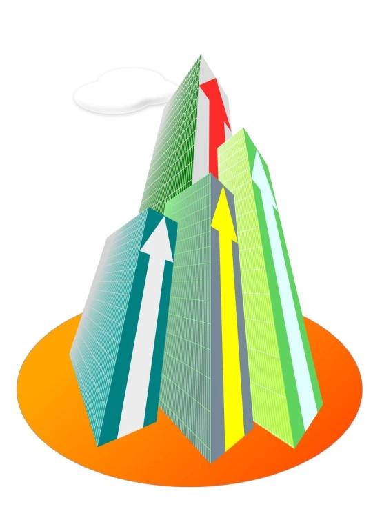 a 3d image of a mountain rising upward