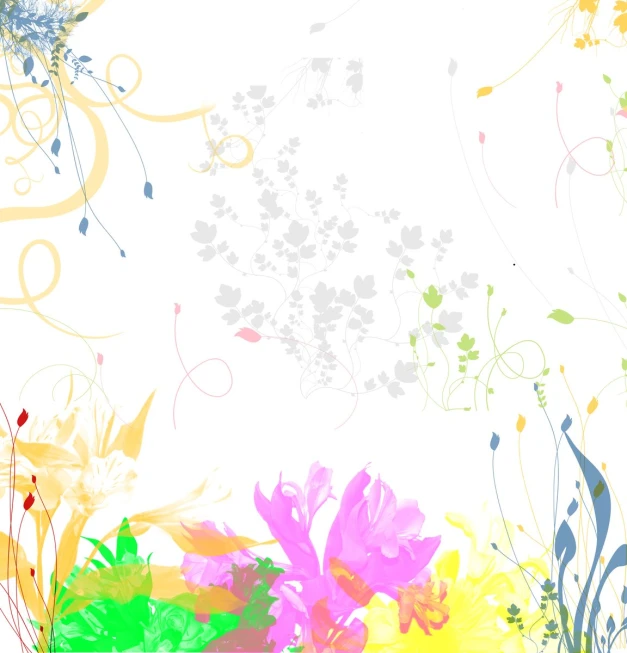 an abstract floral background with flowers, berries, and leaves