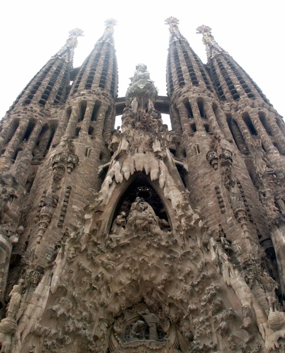 looking up at an ornate gothic cathedral