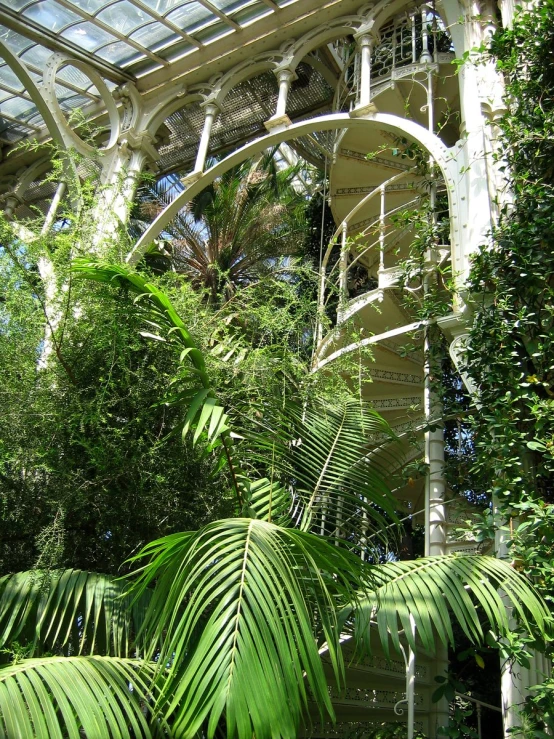 a tree house inside of a forest next to trees