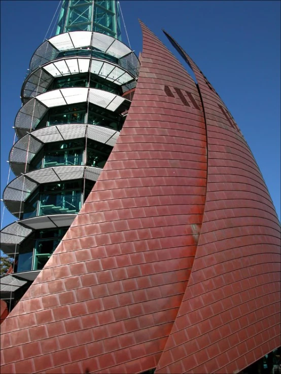 the exterior of a building that looks like a cone shaped building