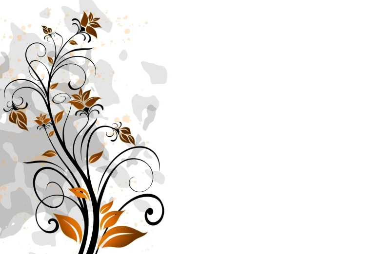 an orange and black design on a white background