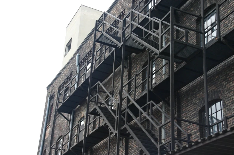 an old brick building with open balconies