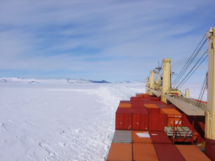 a container ship sitting in the middle of nowhere