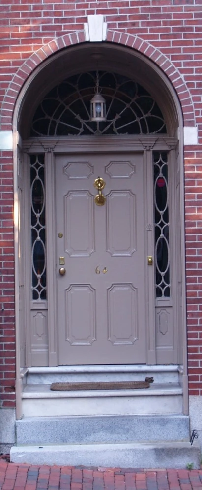 the door is made from red brick