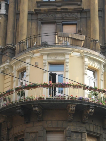 a balcony with flowers and balconies is seen here