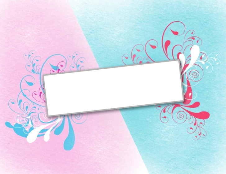 a colorful blue, pink and pink background with a small sign