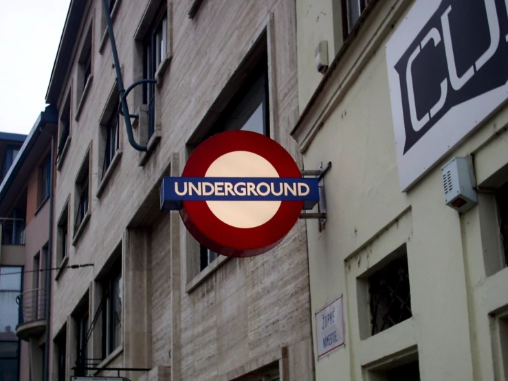 a sign is shown for a underground train station