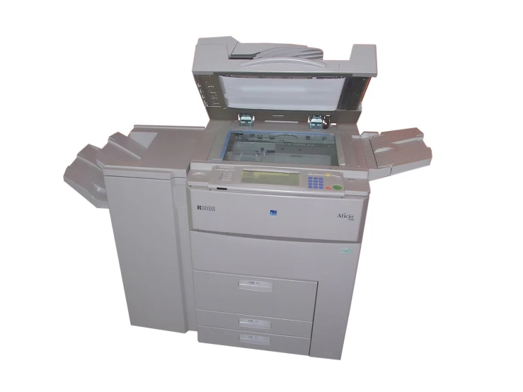 an industrial laser printer on a white background