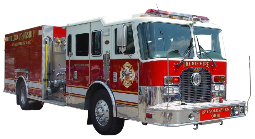 a firetruck parked on top of a white field